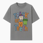 Halloween Trick or Teeth Kids' T-Shirt | Cute Tooth, Pumpkin, and Monster Design | Fun Halloween Apparel - T-shirt 1758250151584.jpg