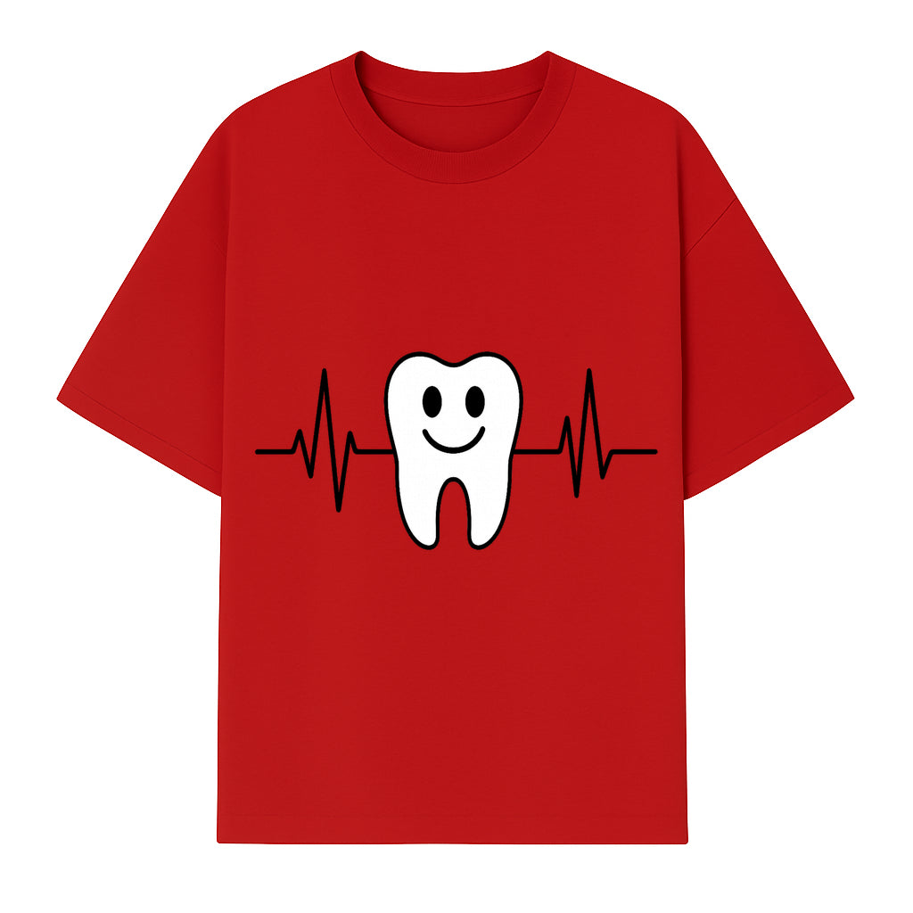 Smile Dental Health Graphic Print - Cute Tooth with Heartbeat Line Wall Art for Dentists and Dental Hygienists - T-shirt 1758250151675.jpg