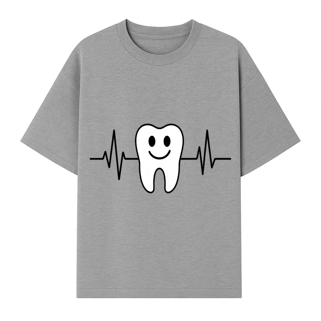 Smile Dental Health Graphic Print - Cute Tooth with Heartbeat Line Wall Art for Dentists and Dental Hygienists - T-shirt 1758250151824.jpg