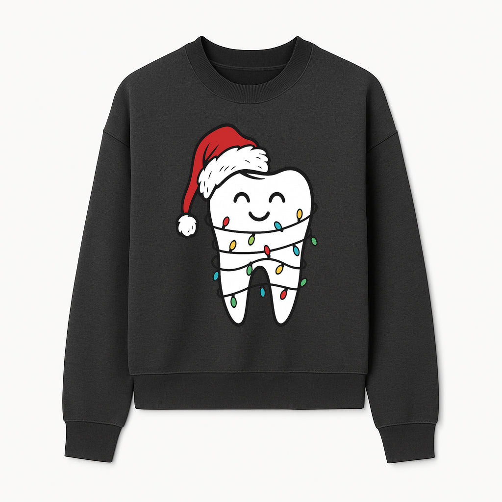 Cute Christmas Tooth Ornament with Santa Hat, Christmas Lights, Dental Holiday Decor, Funny Gift for Dentists and Tooth Lovers - Sweatshirt 1758250151824.jpg