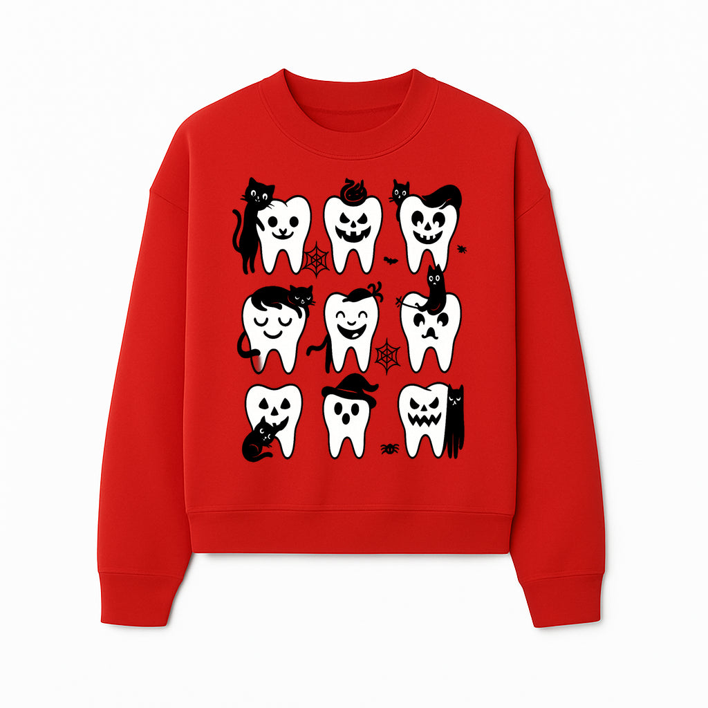 Halloween Tooth Design with Cats - Cute and Spooky Dental Art for Kids, Stickers, Apparel, and Home Decor - Sweatshirt 1758250151961.jpg