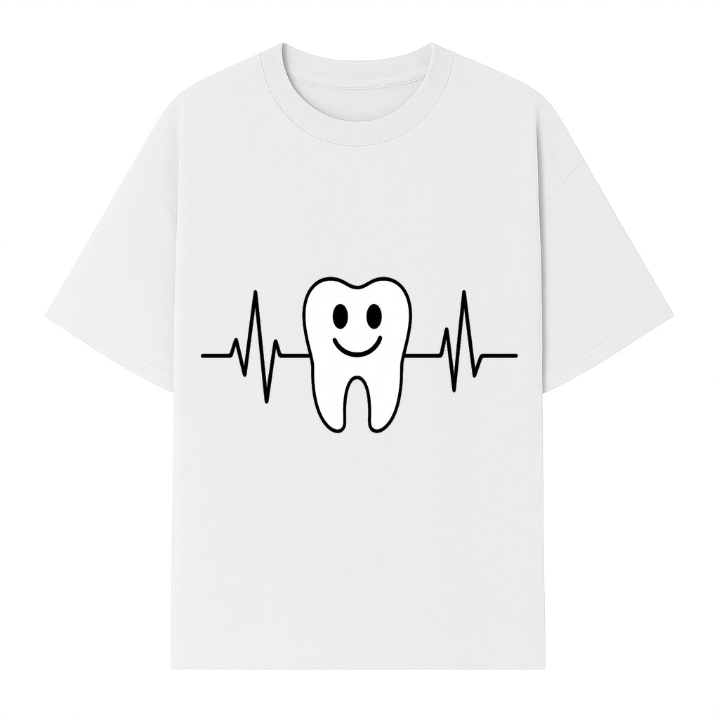 Smile Dental Health Graphic Print - Cute Tooth with Heartbeat Line Wall Art for Dentists and Dental Hygienists - T-shirt 1758250151979.jpg