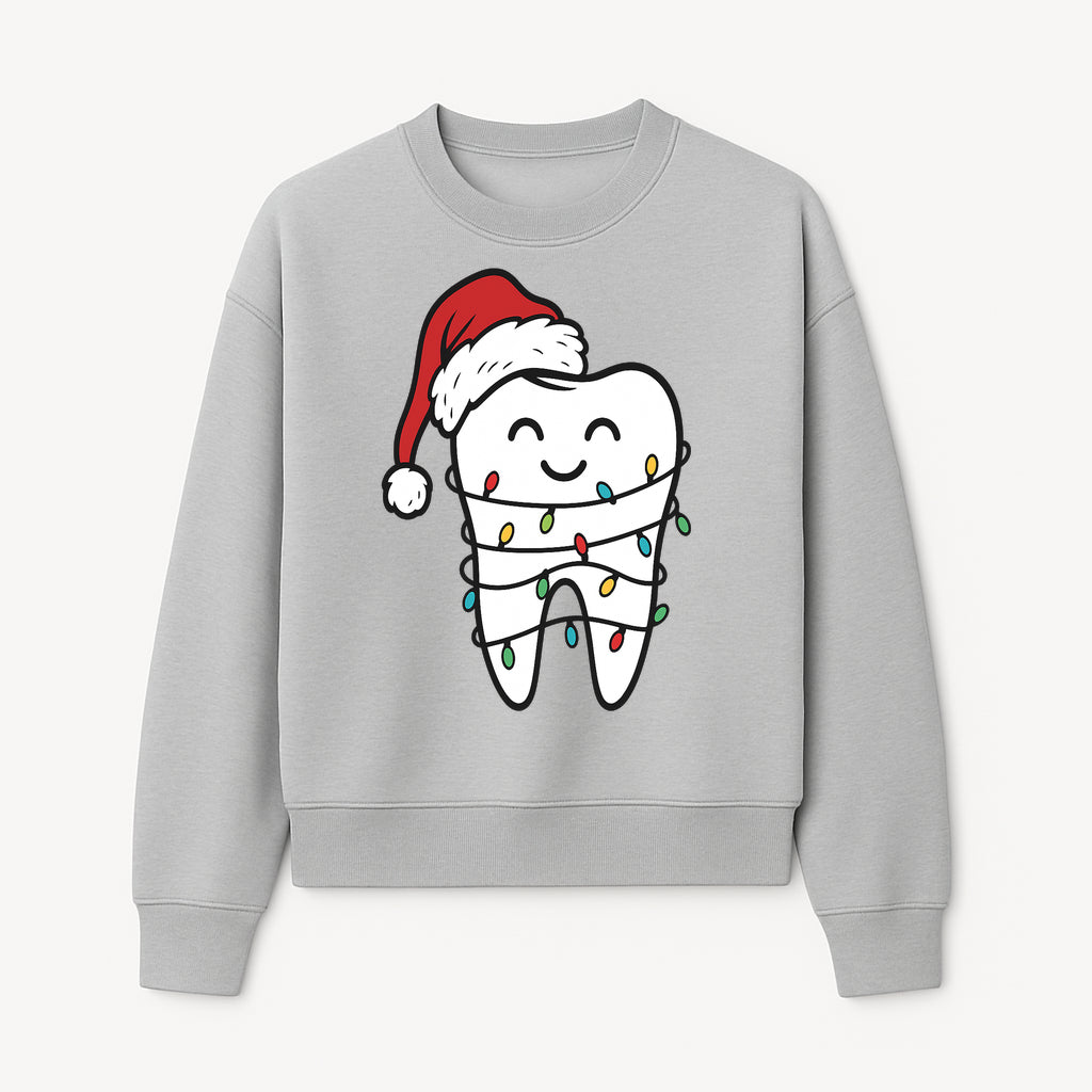 Cute Christmas Tooth Ornament with Santa Hat, Christmas Lights, Dental Holiday Decor, Funny Gift for Dentists and Tooth Lovers - Sweatshirt 1758250152092.jpg