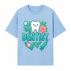 Cute Dentist Tooth Graphic with Tools, Floral Elements | Perfect for Dental Office Decor or Gifts | Fun Emotions in Dentistry Design - T-shirt 1758250152110.jpg