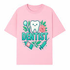 Cute Dentist Tooth Graphic with Tools, Floral Elements | Perfect for Dental Office Decor or Gifts | Fun Emotions in Dentistry Design - T-shirt 1758250152239.jpg