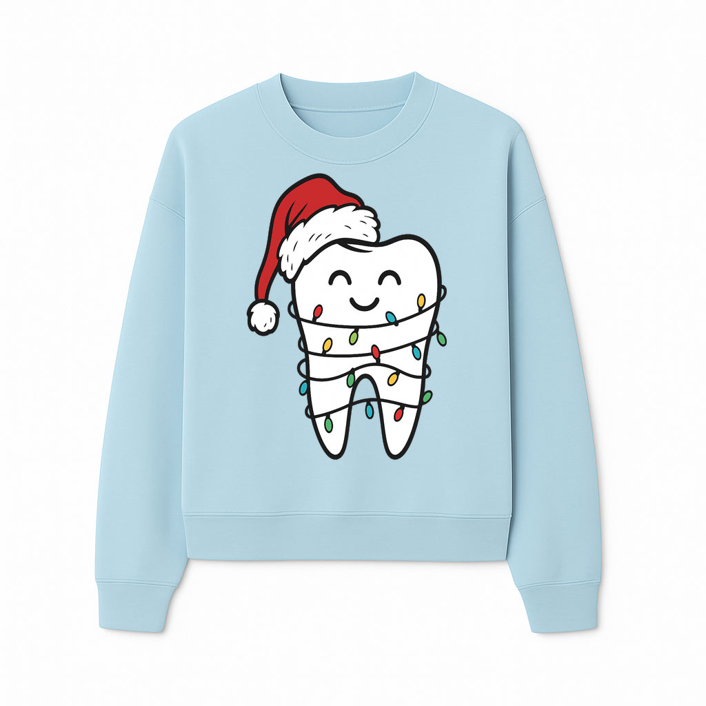 Cute Christmas Tooth Ornament with Santa Hat, Christmas Lights, Dental Holiday Decor, Funny Gift for Dentists and Tooth Lovers - Sweatshirt 1758250152247.jpg