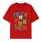 Halloween Trick or Teeth Kids' T-Shirt | Cute Tooth, Pumpkin, and Monster Design | Fun Halloween Apparel - T-shirt 1758250152305.jpg