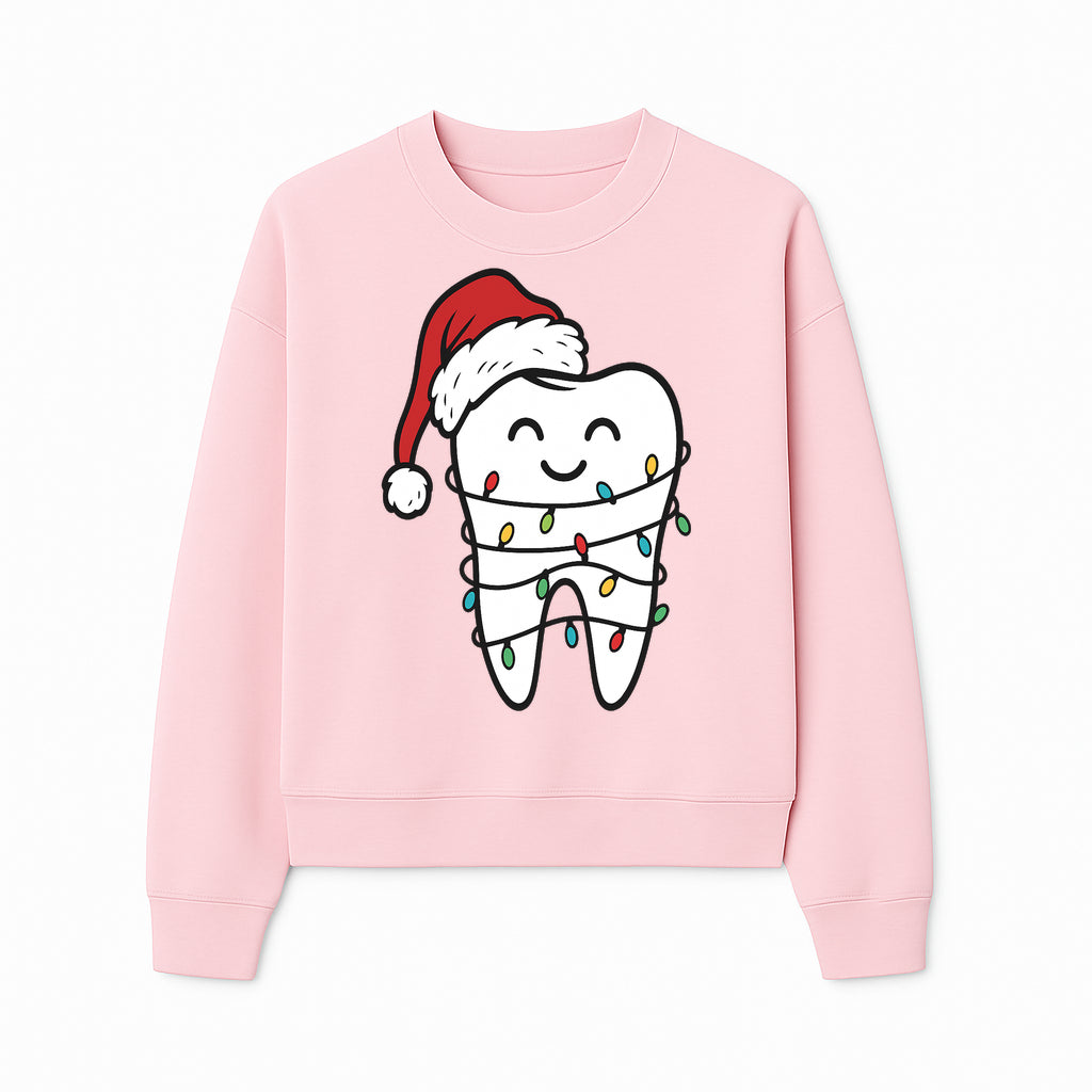 Cute Christmas Tooth Ornament with Santa Hat, Christmas Lights, Dental Holiday Decor, Funny Gift for Dentists and Tooth Lovers - Sweatshirt 1758250152378.jpg