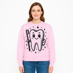 Cute Tooth Character with Toothbrush and Sparkles, Kids Dental Hygiene Art Print, Adorable Tooth Decor for Children's Room - Sweatshirt 1758250152579.jpg