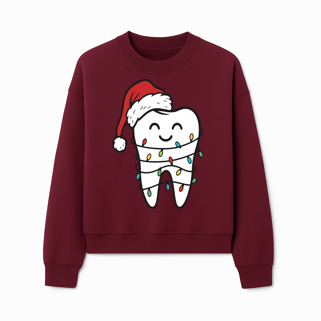 Cute Christmas Tooth Ornament with Santa Hat, Christmas Lights, Dental Holiday Decor, Funny Gift for Dentists and Tooth Lovers - Sweatshirt 1758250152609.jpg