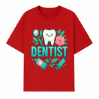 Cute Dentist Tooth Graphic with Tools, Floral Elements | Perfect for Dental Office Decor or Gifts | Fun Emotions in Dentistry Design - T-shirt 1758250152642.jpg