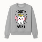Tooth Fairy Cute Cartoon Tooth with Crown and Wand, Kids' Room Decor, Dental Theme, Children's Art, Nursery Wall Print - Sweatshirt 1758250152689.jpg