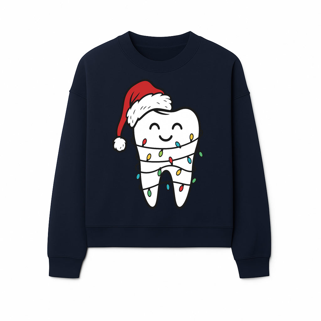 Cute Christmas Tooth Ornament with Santa Hat, Christmas Lights, Dental Holiday Decor, Funny Gift for Dentists and Tooth Lovers - Sweatshirt 1758250152764.jpg