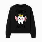 Tooth Fairy Cute Cartoon Tooth with Crown and Wand, Kids' Room Decor, Dental Theme, Children's Art, Nursery Wall Print - Sweatshirt 1758250152828.jpg