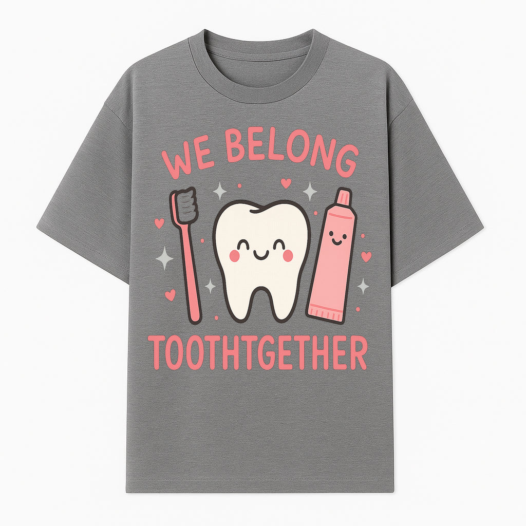 Cute Tooth and Brush Graphic Tee - We Belong Toothgther Design for Kids, Dentist Gifts, Fun Dental Care Apparel - T-shirt 1758250152909.jpg