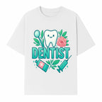 Cute Dentist Tooth Graphic with Tools, Floral Elements | Perfect for Dental Office Decor or Gifts | Fun Emotions in Dentistry Design - T-shirt 1758250152918.jpg