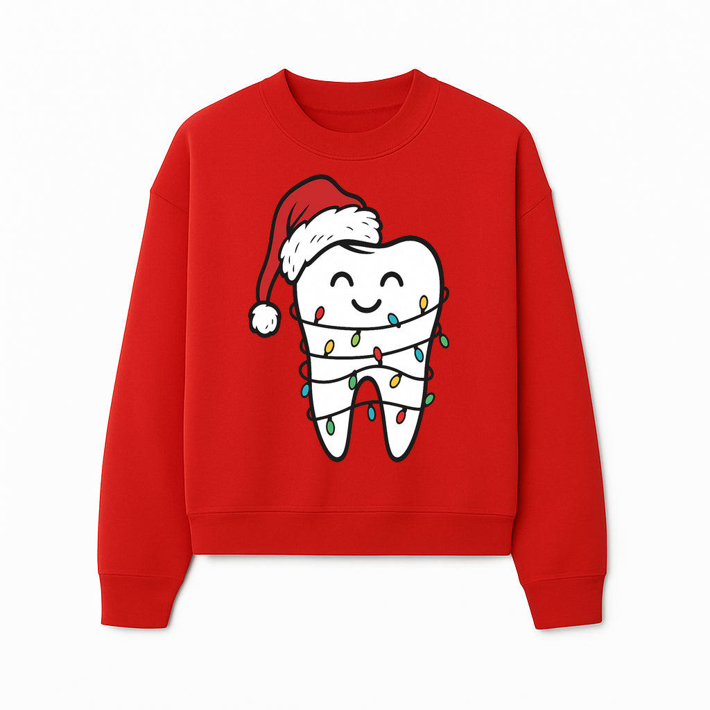 Cute Christmas Tooth Ornament with Santa Hat, Christmas Lights, Dental Holiday Decor, Funny Gift for Dentists and Tooth Lovers - Sweatshirt 1758250152932.jpg