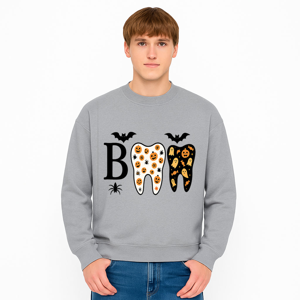 Halloween Tooth Decor: Spooky Pumpkin & Ghost Patterns, Fun Dental Theme, Perfect for Trick-or-Treat Celebrations and Parties - Sweatshirt 1758250153055.jpg
