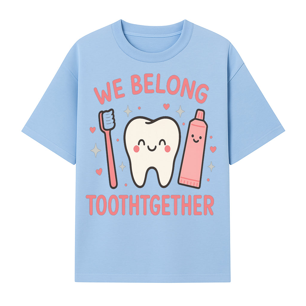 Cute Tooth and Brush Graphic Tee - We Belong Toothgther Design for Kids, Dentist Gifts, Fun Dental Care Apparel - T-shirt 1758250153062.jpg