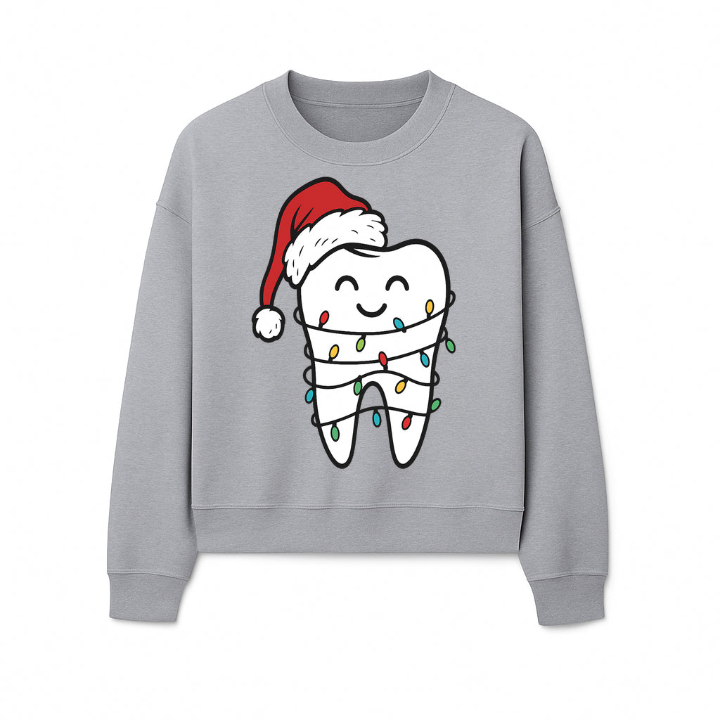 Cute Christmas Tooth Ornament with Santa Hat, Christmas Lights, Dental Holiday Decor, Funny Gift for Dentists and Tooth Lovers - Sweatshirt 1758250153100.jpg