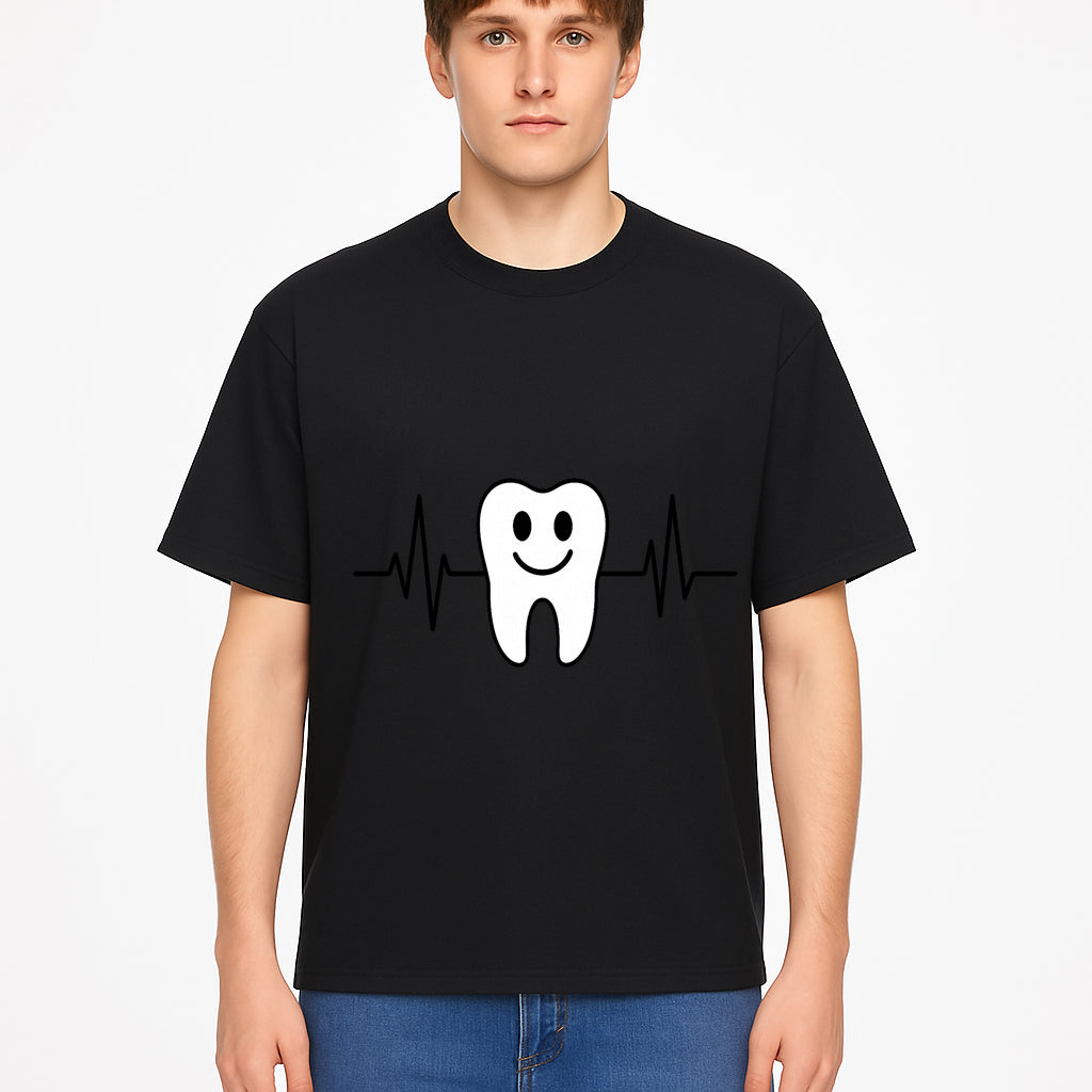 Smile Dental Health Graphic Print - Cute Tooth with Heartbeat Line Wall Art for Dentists and Dental Hygienists - T-shirt 1758250153115.jpg
