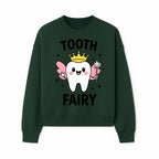 Tooth Fairy Cute Cartoon Tooth with Crown and Wand, Kids' Room Decor, Dental Theme, Children's Art, Nursery Wall Print - Sweatshirt 1758250153148.jpg