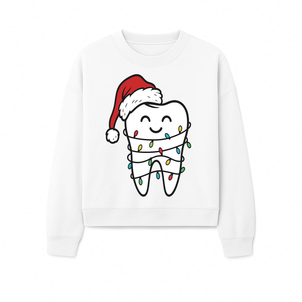 Cute Christmas Tooth Ornament with Santa Hat, Christmas Lights, Dental Holiday Decor, Funny Gift for Dentists and Tooth Lovers - Sweatshirt 1758250153254.jpg