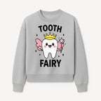 Tooth Fairy Cute Cartoon Tooth with Crown and Wand, Kids' Room Decor, Dental Theme, Children's Art, Nursery Wall Print - Sweatshirt 1758250153281.jpg
