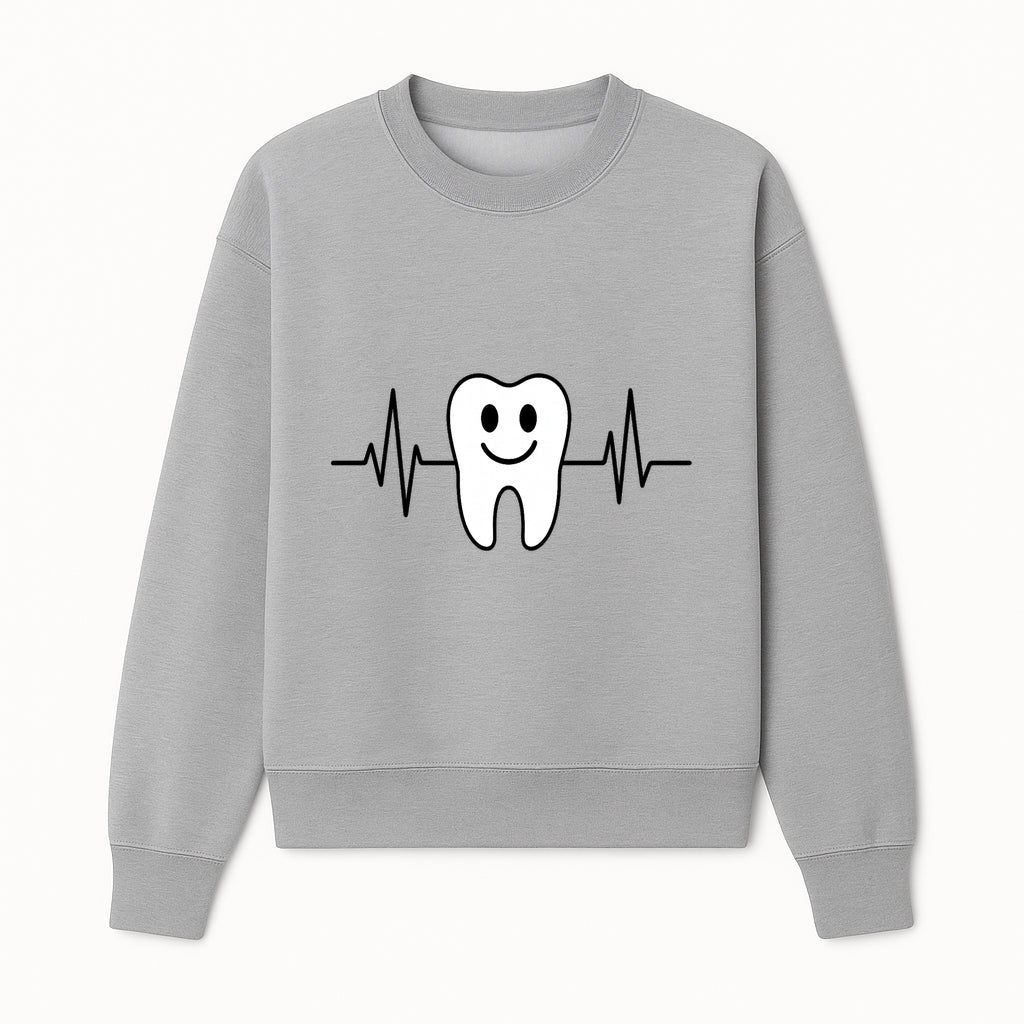 Smile Dental Health Graphic Print - Cute Tooth with Heartbeat Line Wall Art for Dentists and Dental Hygienists - Sweatshirt 1758250153390.jpg