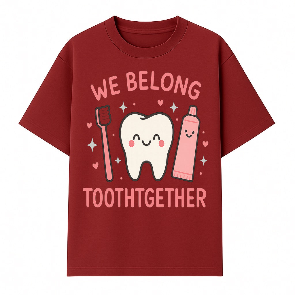Cute Tooth and Brush Graphic Tee - We Belong Toothgther Design for Kids, Dentist Gifts, Fun Dental Care Apparel - T-shirt 1758250153439.jpg
