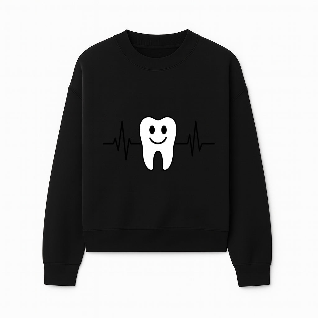 Smile Dental Health Graphic Print - Cute Tooth with Heartbeat Line Wall Art for Dentists and Dental Hygienists - Sweatshirt 1758250153527.jpg