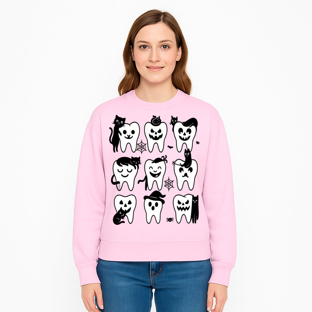 Halloween Tooth Design with Cats - Cute and Spooky Dental Art for Kids, Stickers, Apparel, and Home Decor - Sweatshirt 1758250153539.jpg