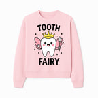 Tooth Fairy Cute Cartoon Tooth with Crown and Wand, Kids' Room Decor, Dental Theme, Children's Art, Nursery Wall Print - Sweatshirt 1758250153581.jpg