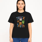 Halloween Trick or Teeth Kids' T-Shirt | Cute Tooth, Pumpkin, and Monster Design | Fun Halloween Apparel - T-shirt 1758250153925.jpg