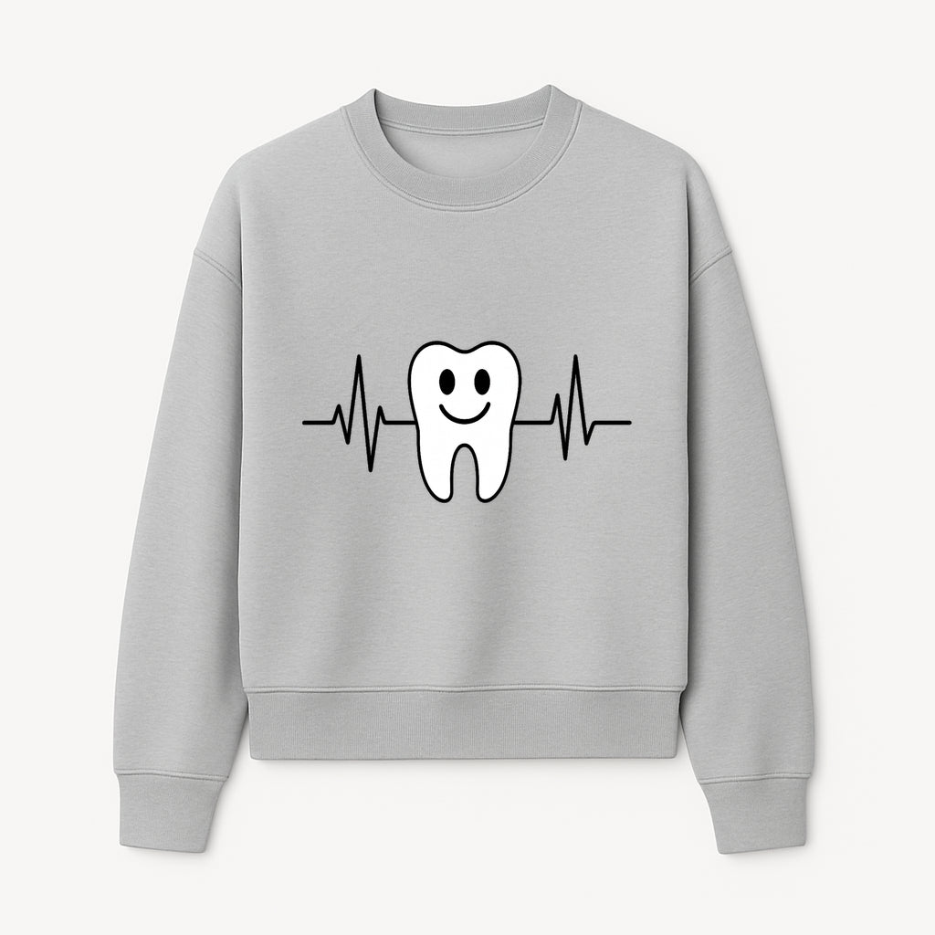Smile Dental Health Graphic Print - Cute Tooth with Heartbeat Line Wall Art for Dentists and Dental Hygienists - Sweatshirt 1758250154000.jpg