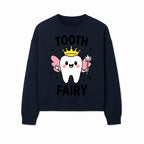 Tooth Fairy Cute Cartoon Tooth with Crown and Wand, Kids' Room Decor, Dental Theme, Children's Art, Nursery Wall Print - Sweatshirt 1758250154008.jpg
