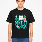 Cute Dentist Tooth Graphic with Tools, Floral Elements | Perfect for Dental Office Decor or Gifts | Fun Emotions in Dentistry Design - T-shirt 1758250154043.jpg