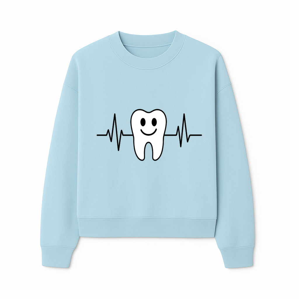 Smile Dental Health Graphic Print - Cute Tooth with Heartbeat Line Wall Art for Dentists and Dental Hygienists - Sweatshirt 1758250154145.jpg