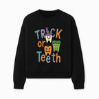 Halloween Trick or Teeth Kids' T-Shirt | Cute Tooth, Pumpkin, and Monster Design | Fun Halloween Apparel - Sweatshirt 1758250154237.jpg