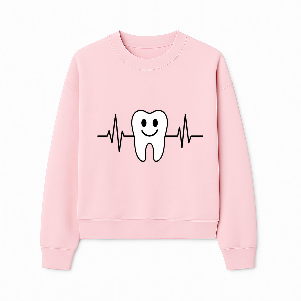 Smile Dental Health Graphic Print - Cute Tooth with Heartbeat Line Wall Art for Dentists and Dental Hygienists - Sweatshirt 1758250154301.jpg