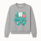 Cute Dentist Tooth Graphic with Tools, Floral Elements | Perfect for Dental Office Decor or Gifts | Fun Emotions in Dentistry Design - Sweatshirt 1758250154371.jpg