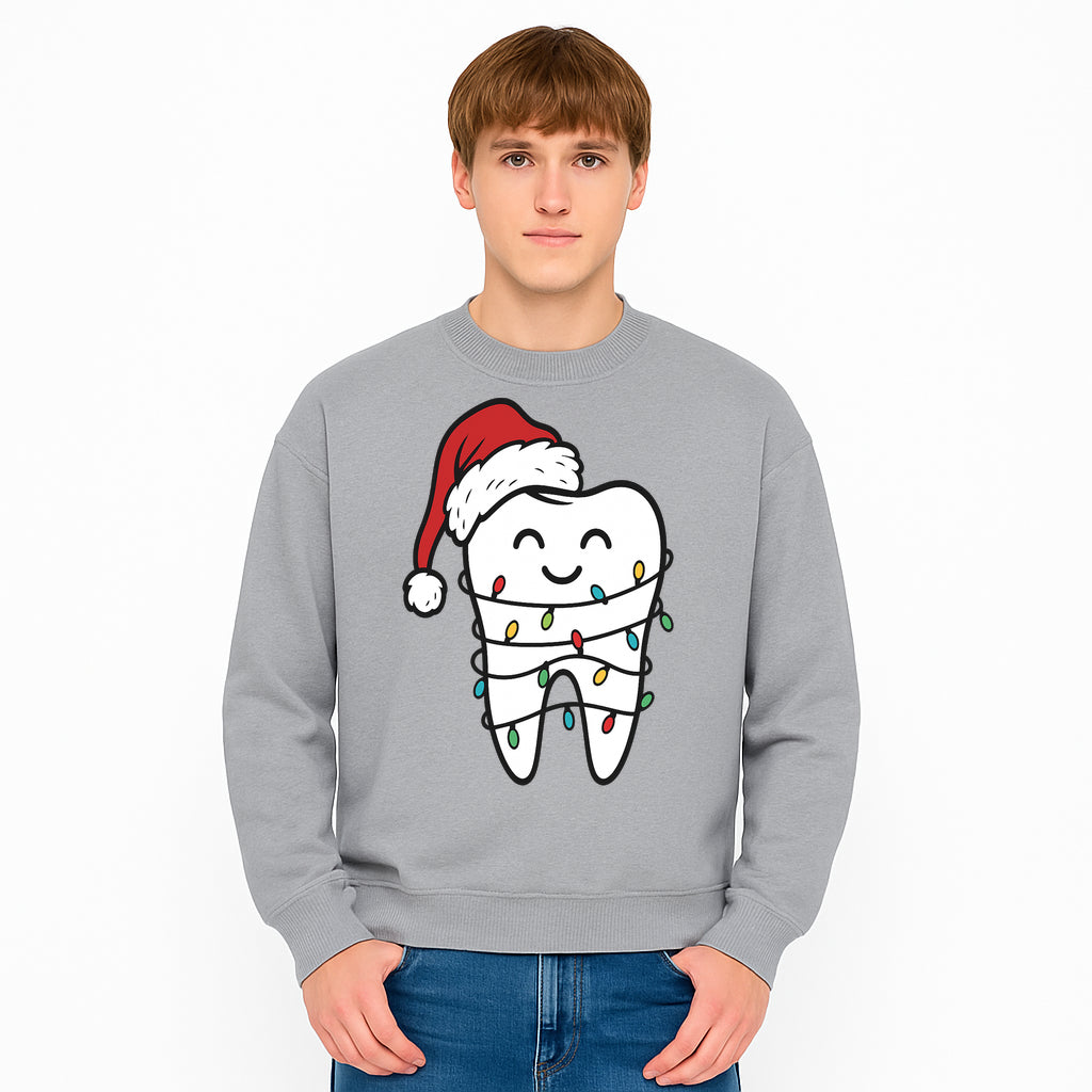 Cute Christmas Tooth Ornament with Santa Hat, Christmas Lights, Dental Holiday Decor, Funny Gift for Dentists and Tooth Lovers - Sweatshirt 1758250154433.jpg