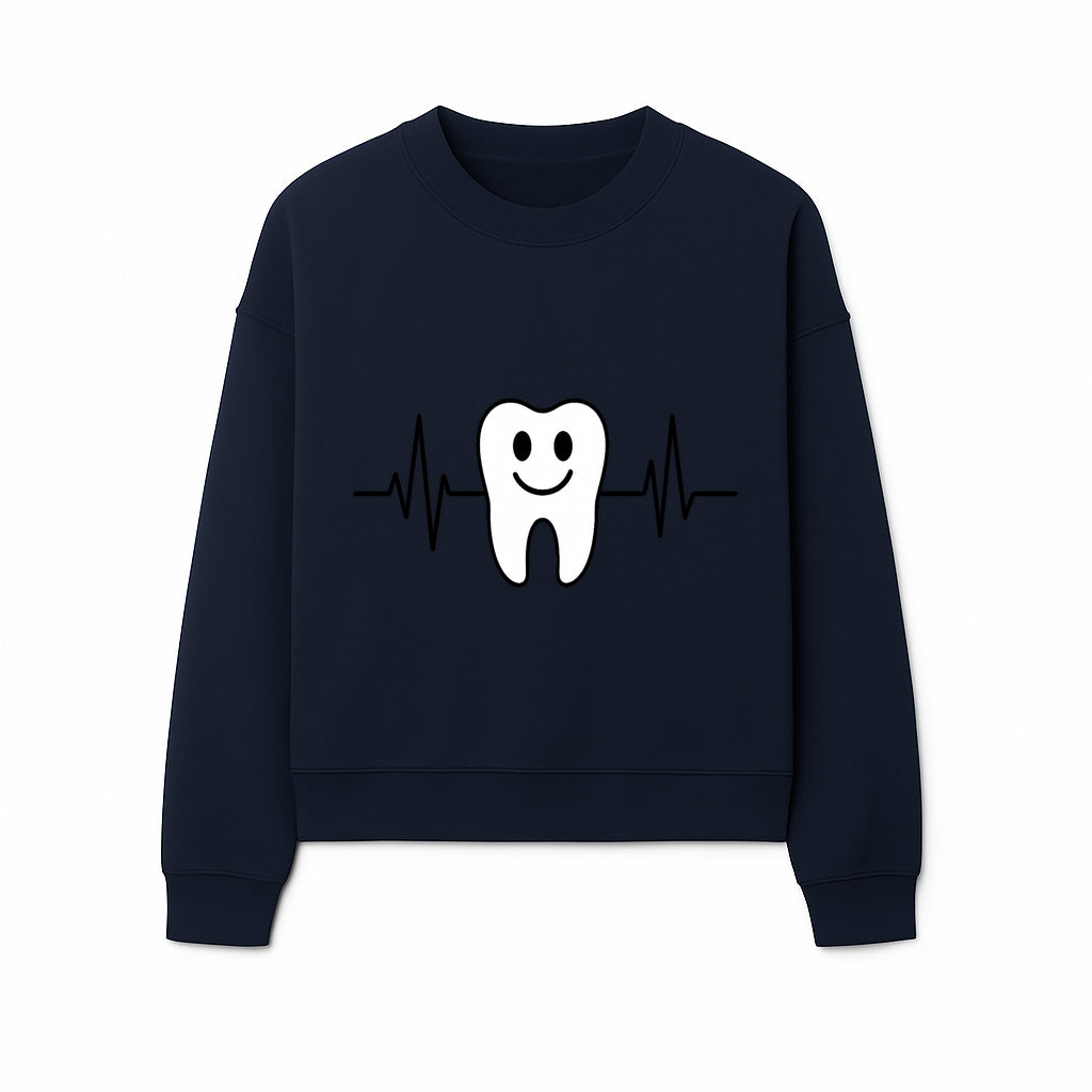 Smile Dental Health Graphic Print - Cute Tooth with Heartbeat Line Wall Art for Dentists and Dental Hygienists - Sweatshirt 1758250154674.jpg