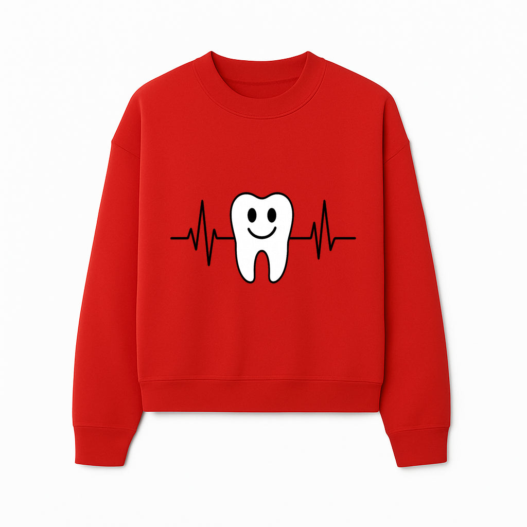 Smile Dental Health Graphic Print - Cute Tooth with Heartbeat Line Wall Art for Dentists and Dental Hygienists - Sweatshirt 1758250154826.jpg