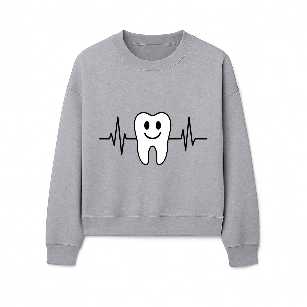 Smile Dental Health Graphic Print - Cute Tooth with Heartbeat Line Wall Art for Dentists and Dental Hygienists - Sweatshirt 1758250154968.jpg