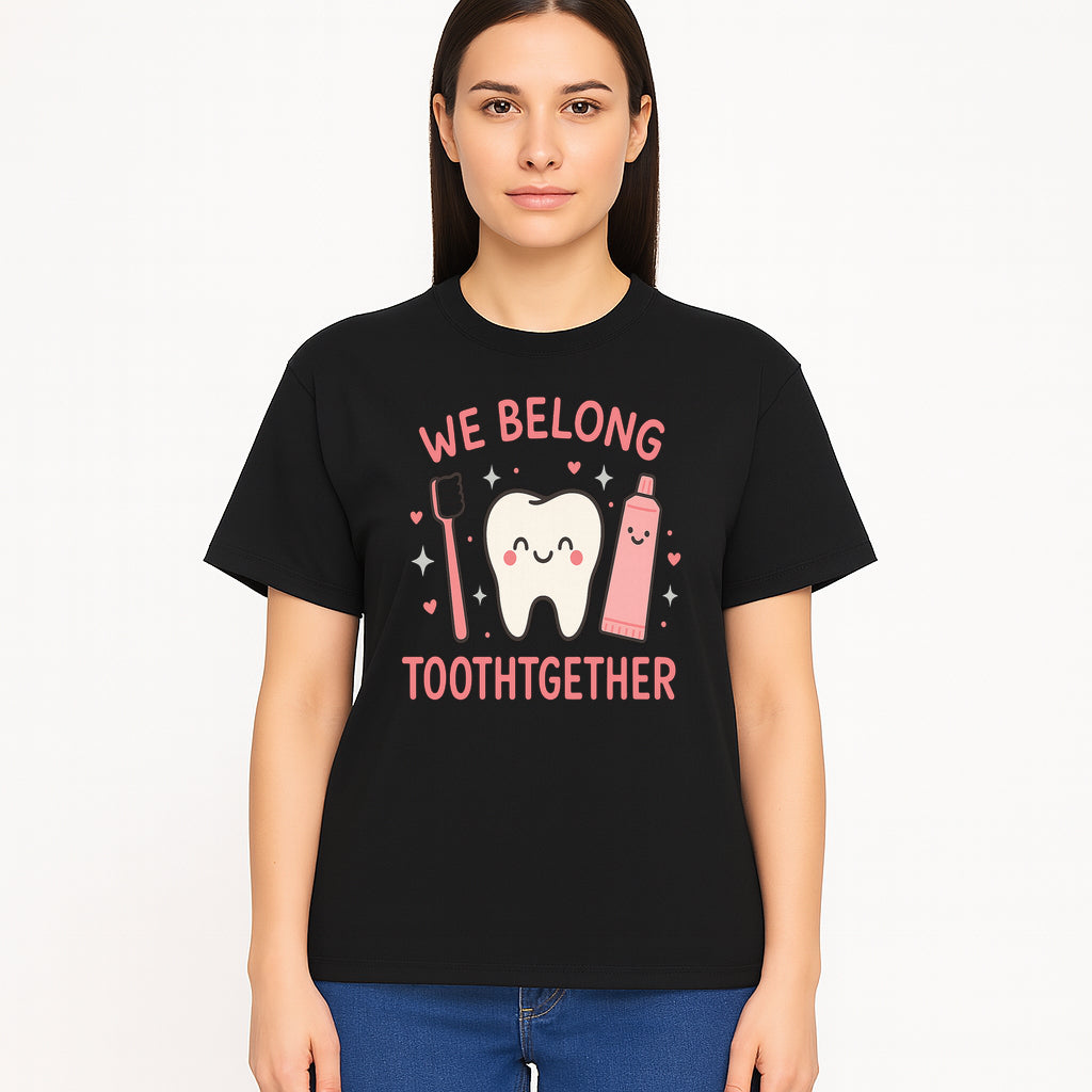 Cute Tooth and Brush Graphic Tee - We Belong Toothgther Design for Kids, Dentist Gifts, Fun Dental Care Apparel - T-shirt 1758250155321.jpg
