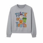 Halloween Trick or Teeth Kids' T-Shirt | Cute Tooth, Pumpkin, and Monster Design | Fun Halloween Apparel - Sweatshirt 1758250155613.jpg