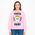 Tooth Fairy Cute Cartoon Tooth with Crown and Wand, Kids' Room Decor, Dental Theme, Children's Art, Nursery Wall Print - Sweatshirt 1758250155752.jpg