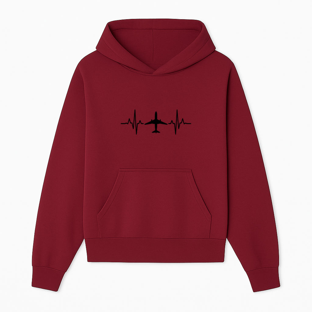 Airplane and Heartbeat Graphic Art Print - Aviation Lover Wall Decor for Travelers and Pilots - Hoodie 1758254646374.jpg