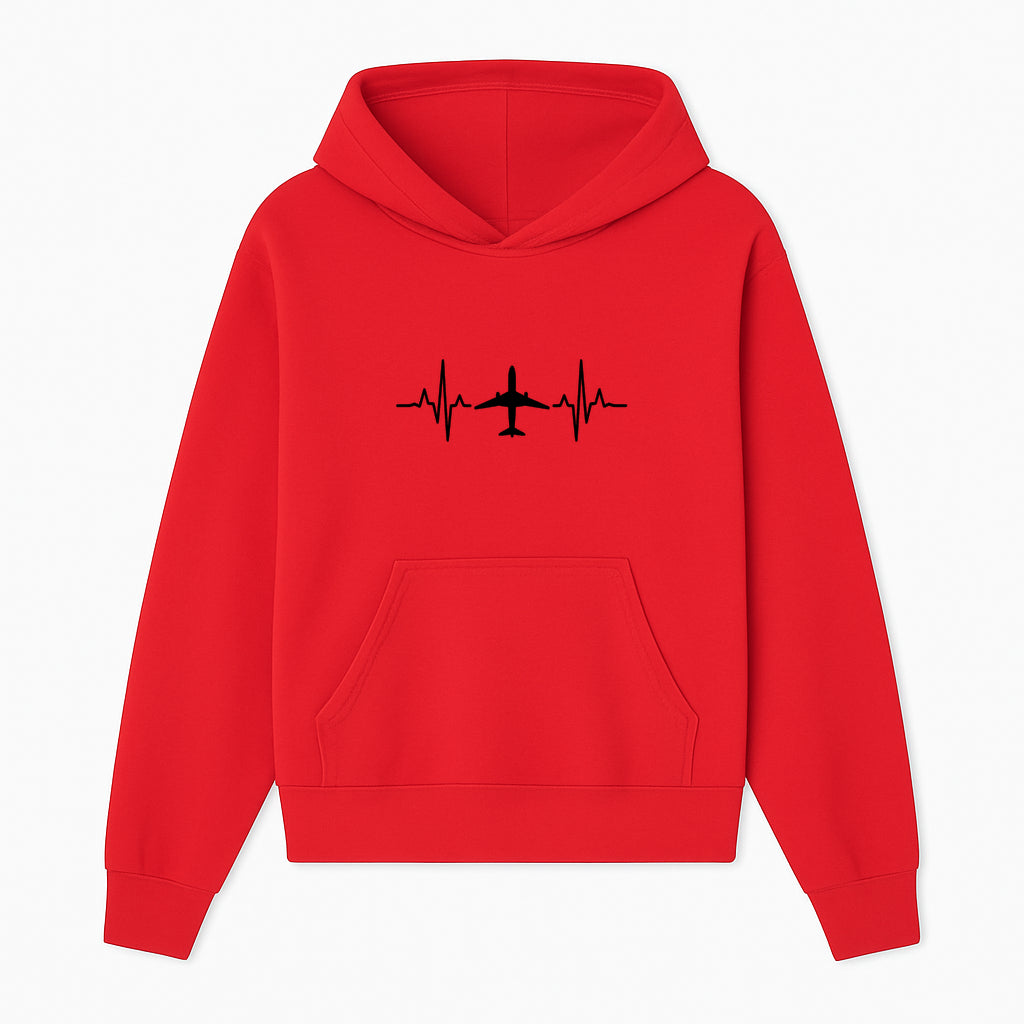 Airplane and Heartbeat Graphic Art Print - Aviation Lover Wall Decor for Travelers and Pilots - Hoodie 1758254646839.jpg